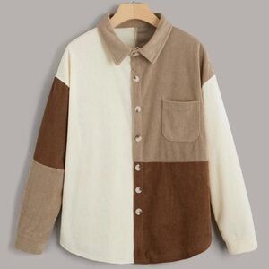3/$30 NWT Brown Colourblock Shirt Jacket Size Medium